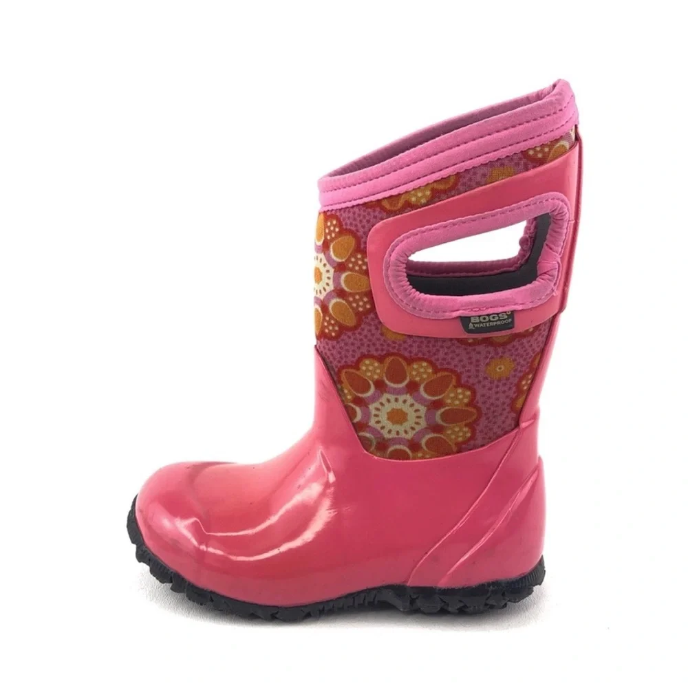 Bogs Girls North Hampton Kaleidoscope Pink Mid-Calf Rubber Rain Boots Kids Sz 1